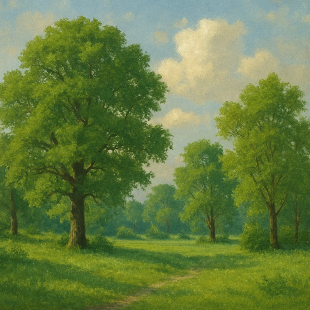 Beautiful landscape with healthy trees