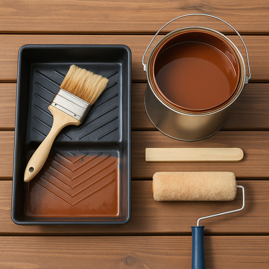 Deck staining tools and materials