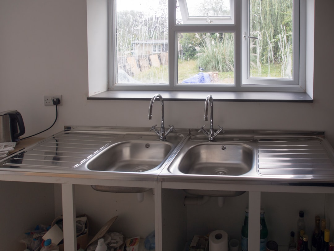 Kitchen sink with food waste