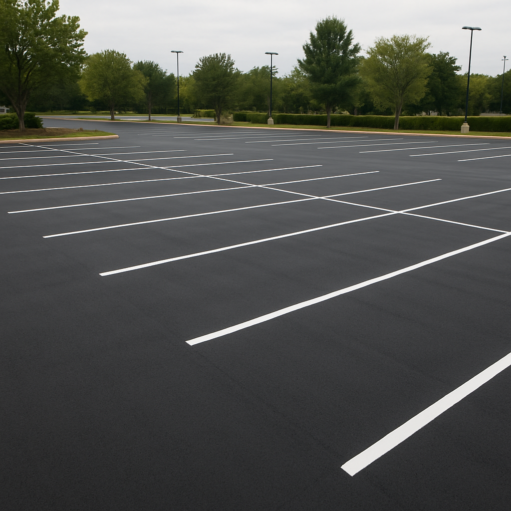 freshly striped parking lot